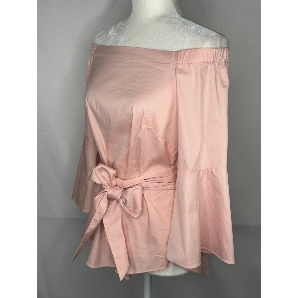 White House Black Market Ballerina Bell Off Shoulder Tie Waist Blouse Sz S - Picture 10 of 12